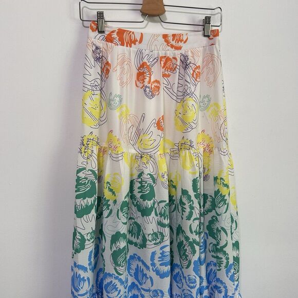 L'Atiste By Amy Midi Skirt S Floral Boho Colorful Summer Party Vacation Brunch - Picture 3 of 9